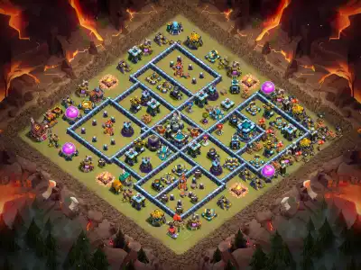 Layout TH13 War Base for Clash of Clans Anti 2 Star Copy Link