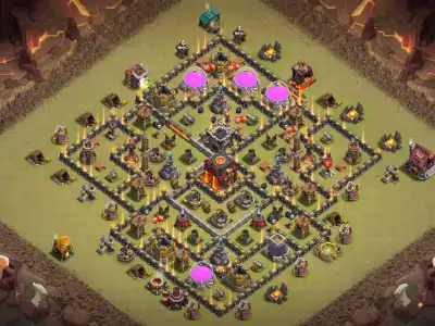 Layout TH10 War Base Anti 2 Star Anti Dragon Layout with Copy Link