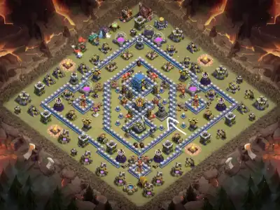 Layout TH12 War Base Anti 3 Star Ring for clash of clans war badr