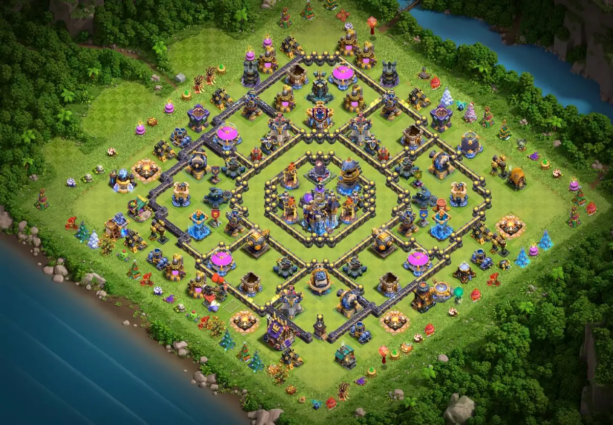 TH18 War Base Anti 2 Star Ring Layout Copy Link