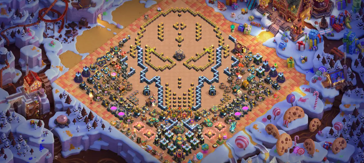 TH14 Farming Hybrid Base with Skull-Style Wall Core 2026