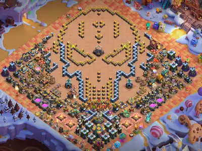 Layout TH14 Farming Hybrid Base with Skull-Style Wall Core 2026