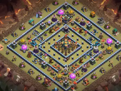 Layout TH14 War Base Anti 2 Star for Clash of Clans | war badr