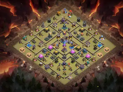 Layout TH18 War Base Anti 2 Star Ring Layout with Copy Link