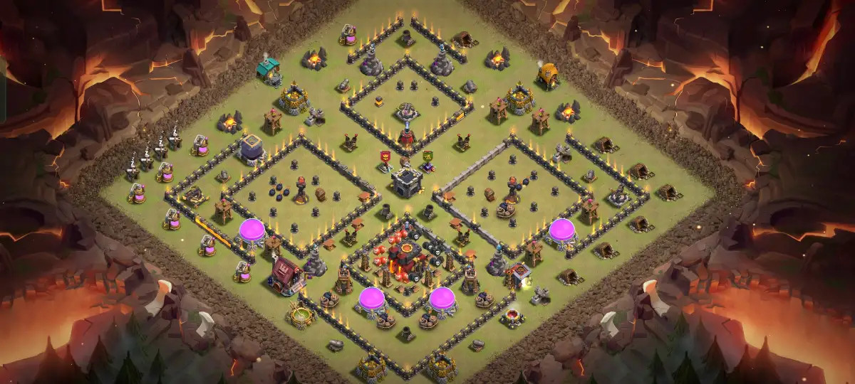 TH10 War Base Anti 2 Star Layout for Clash of Clans