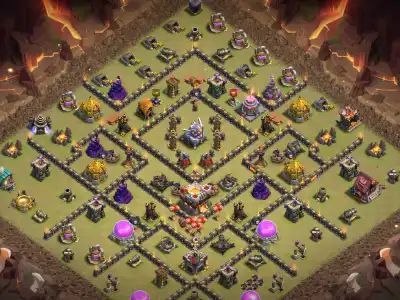 Layout TH11 War Base for Clash of Clans with Anti 3 Star Ring