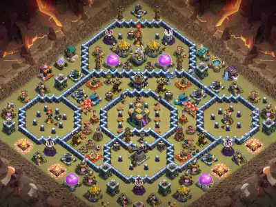 Layout TH14 War Badr Defense Base for COC with Copy Link
