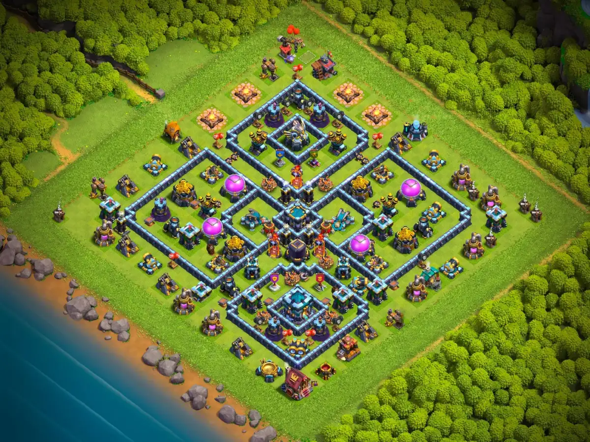 TH13 Farming Base Anti 3 Star Layout for Clash of Clans