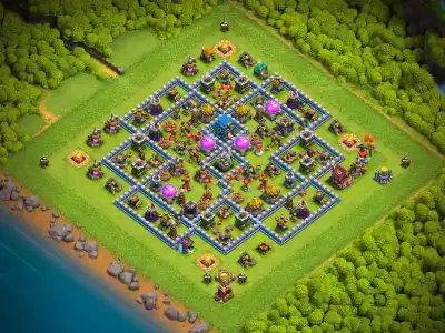 Layout TH12 Hybrid Base Copy Link for War and Farming Defense
