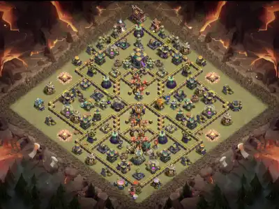 Layout TH14 War Base for CoC Anti 3 Star Copy Link