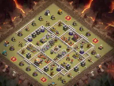 Layout TH11 War Base for CoC with Anti 2 Star Pathing