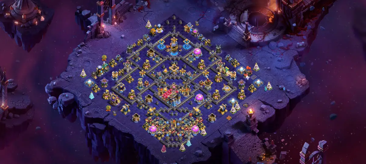 TH18 War Base with Offset Town Hall and Split Core
