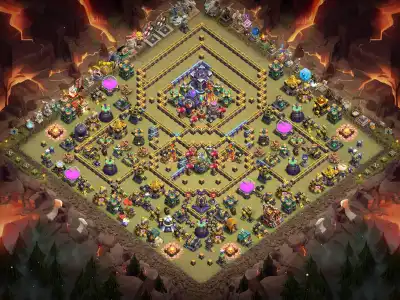 Layout TH15 War Base with Central Monolith Ring Core