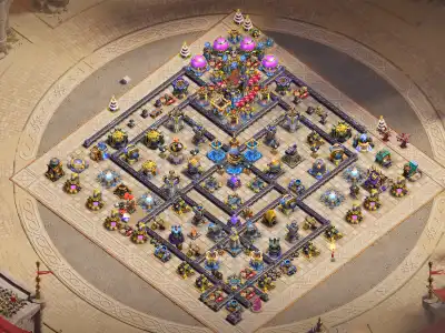 Layout TH18 War Base with Offset Town Hall and Split Core