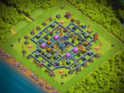 Layout TH13 Anti 2 Star Hybrid Base Layout for Clash of Clans