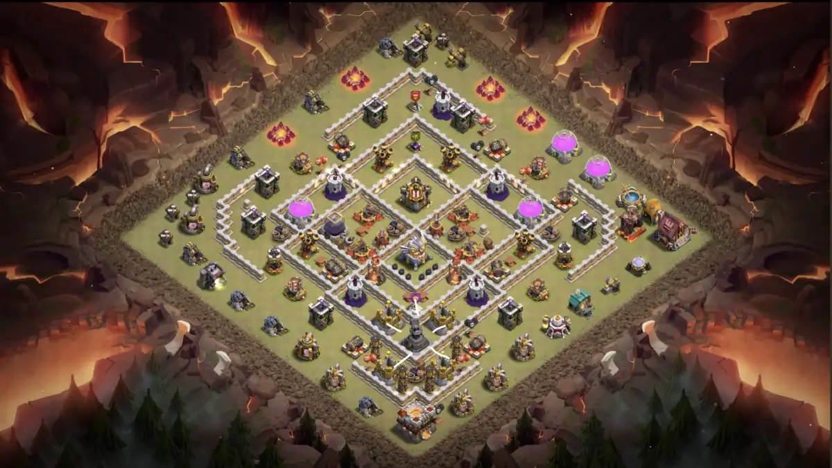 TH11 War Base for Clash of Clans Anti 3 Star Copy Link