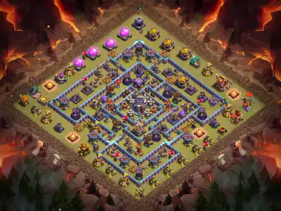 Layout TH15 War Base Anti 3 Star Ring Layout with Copy Link