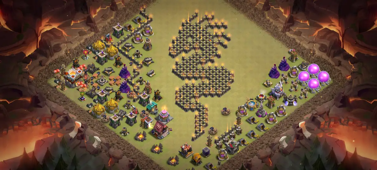 TH11 Troll Base Layout with Dragon Art Copy Link