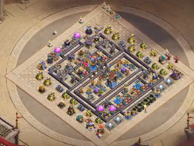 Layout TH18 War Base with Split Core and Anti Air Pathing