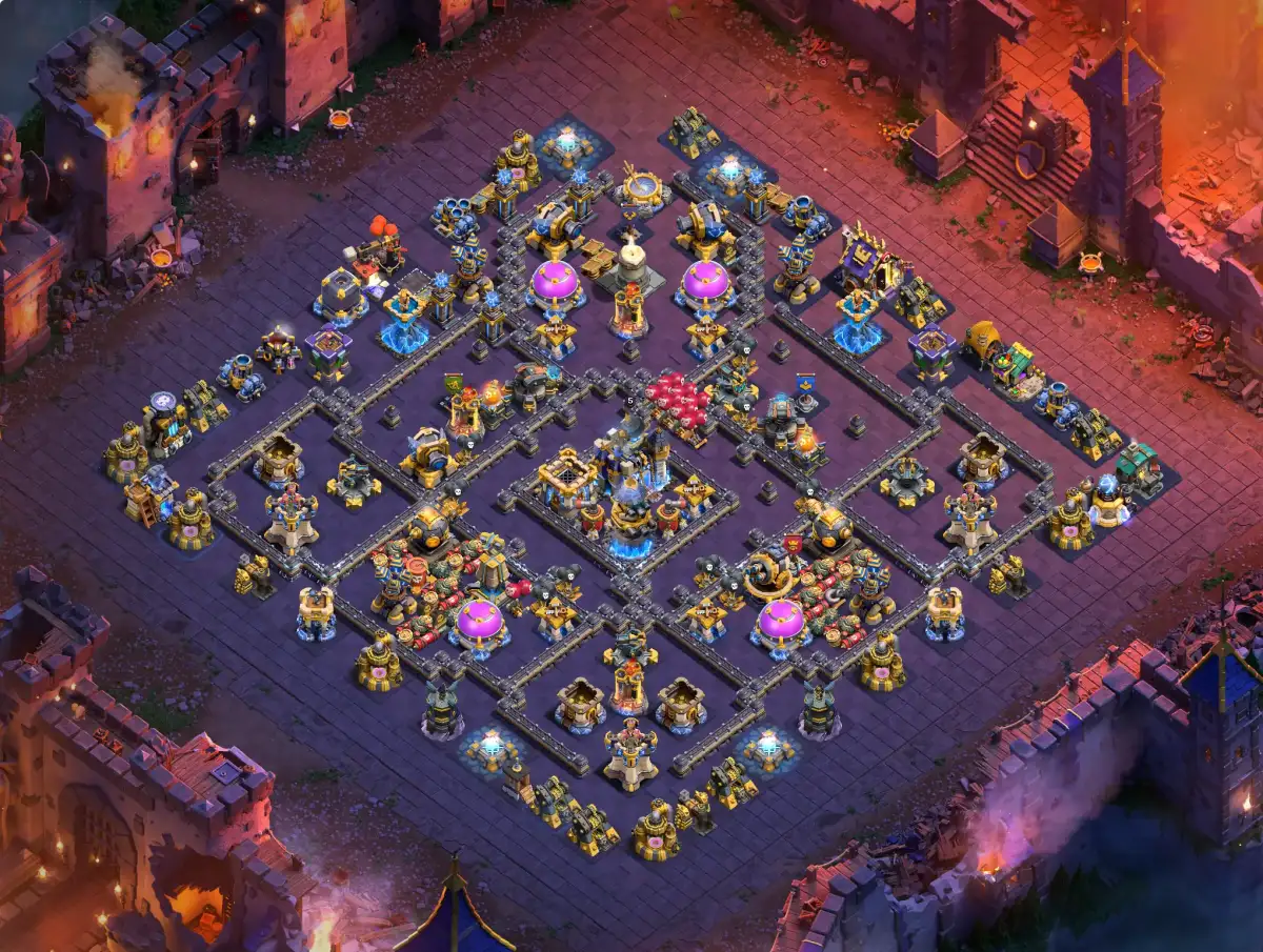 TH18 War Base Anti 3 Star Ring Style Layout with Copy Link