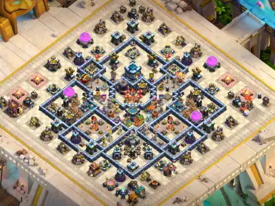 Layout TH13 War Hybrid COC Base Layout with Anti 3 Star Ring