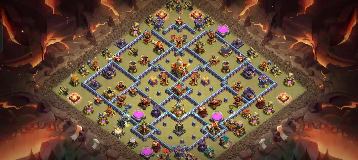 TH16 War Base Layout for Clash of Clans Anti 2 Star
