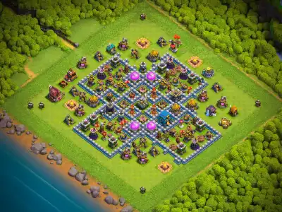 Layout TH12 Hybrid Base Link for Clash of Clans Anti 2 Star