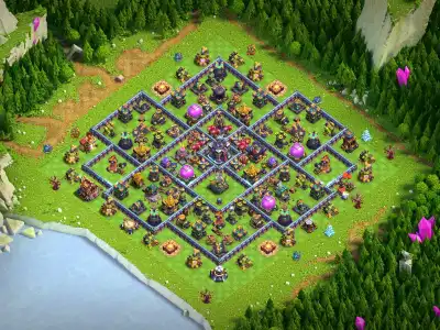 Layout TH15 War Base with Center Core and Wide Compartments