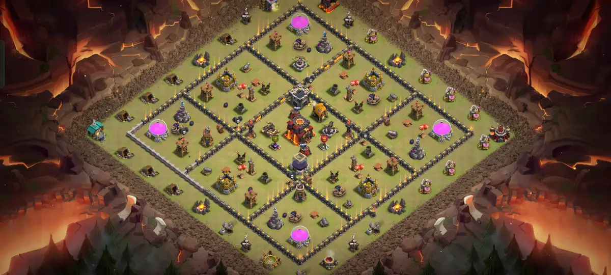 TH10 War Base Anti 3 Star Ring Layout with Copy Link