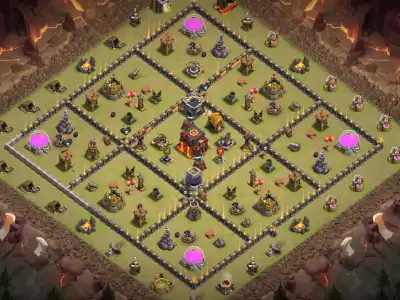 Layout TH10 War Base Anti 3 Star Ring Layout with Copy Link