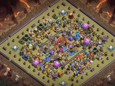 Layout TH18 War Base with Offset Town Hall and Anti 3 Star Core