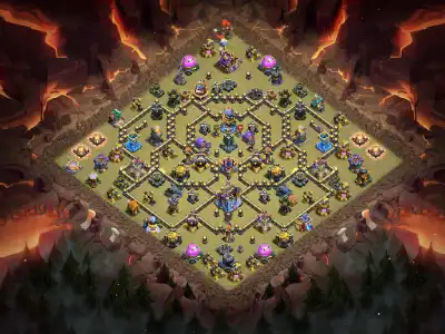 Layout TH18 War Base Anti 2 Star Ring Layout with Copy Link