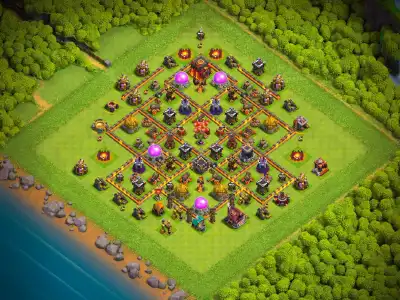 Layout TH10 Farming Base Copy Link | Safe Storages and Split Loot