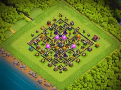 Layout TH9 Hybrid Base Layout for Clash of Clans with Strong Core