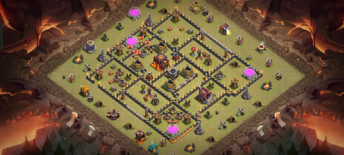TH10 War Base with Offset Town Hall and Strong Air Coverage
