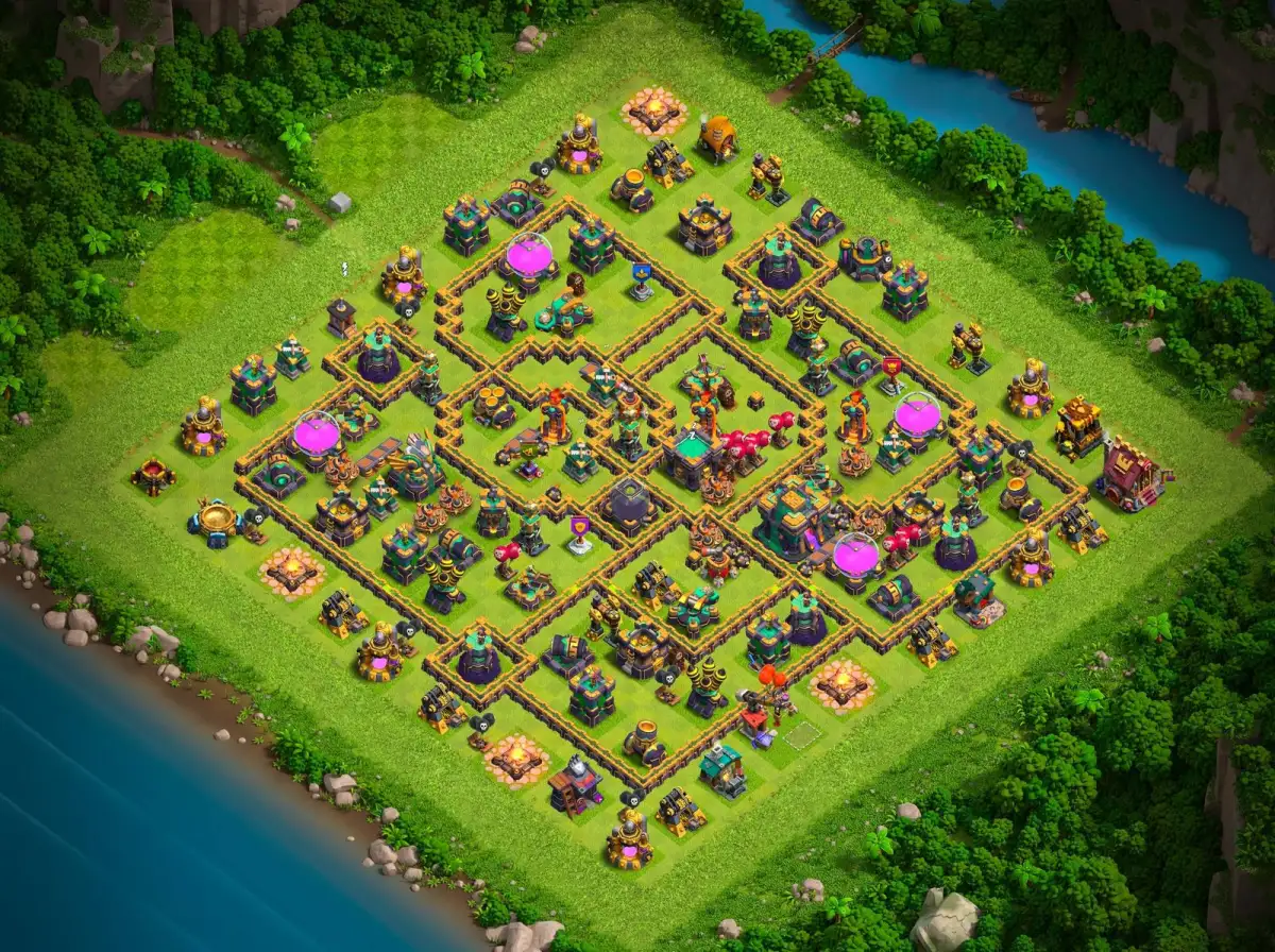 TH14 Farming Base Anti 3 Star Layout for Clash of Clans