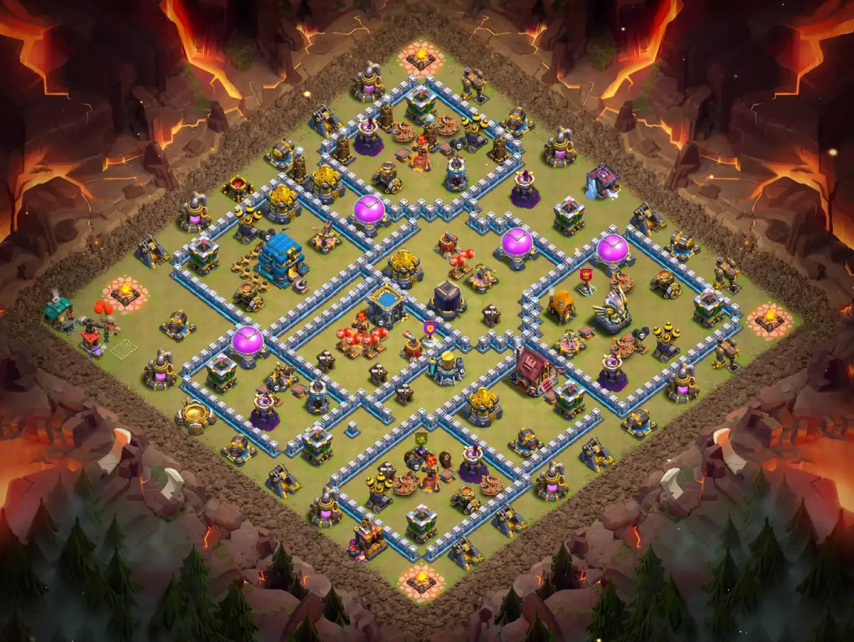 TH12 War Base Anti 3 Star Layout with Town Hall Offset
