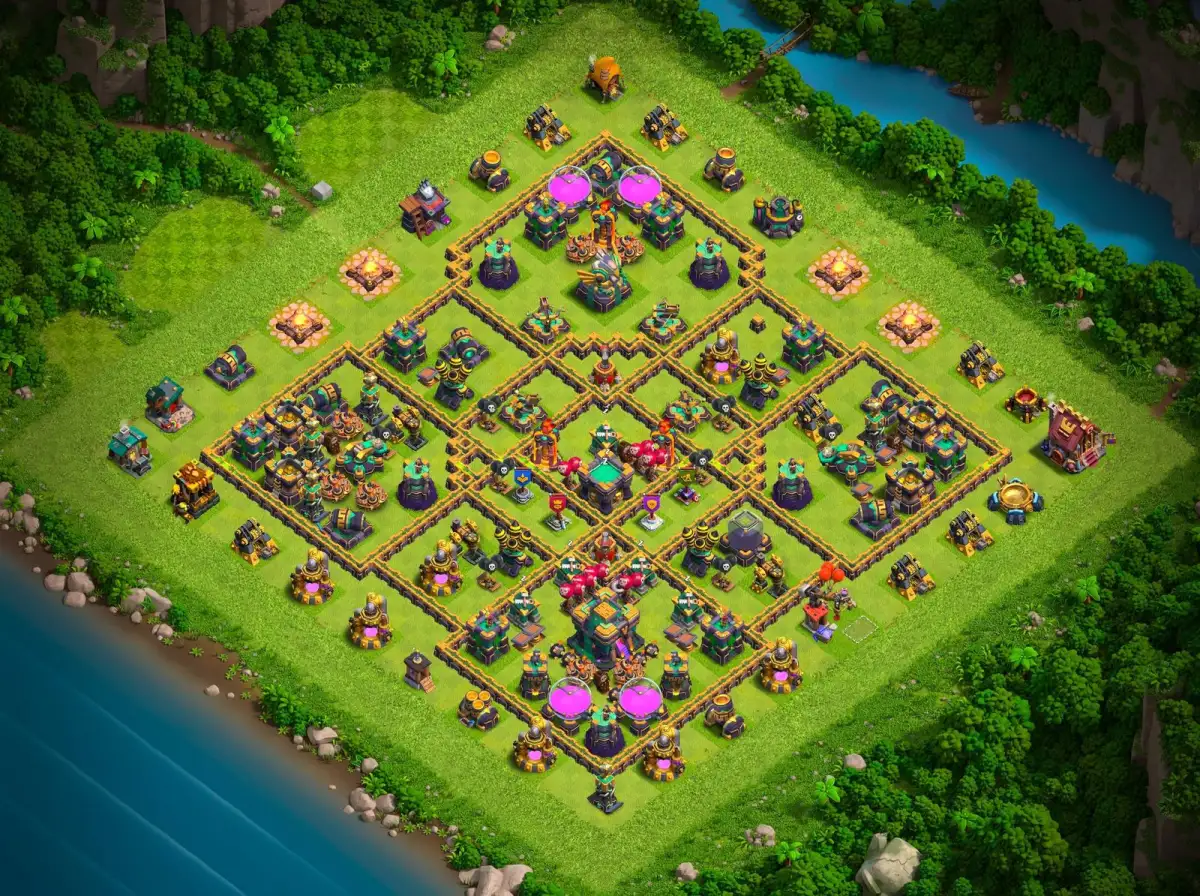 TH14 Farming Base Anti 3 Star Layout for Clash of Clans