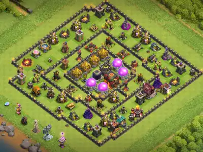 Layout TH10 Farming Base with Safe Storages and Easy Copy Link