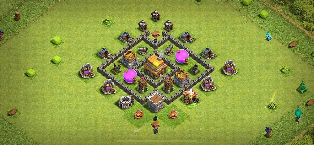Layout Winning TH4 Farming Coc Layout | Hybrid Promo code