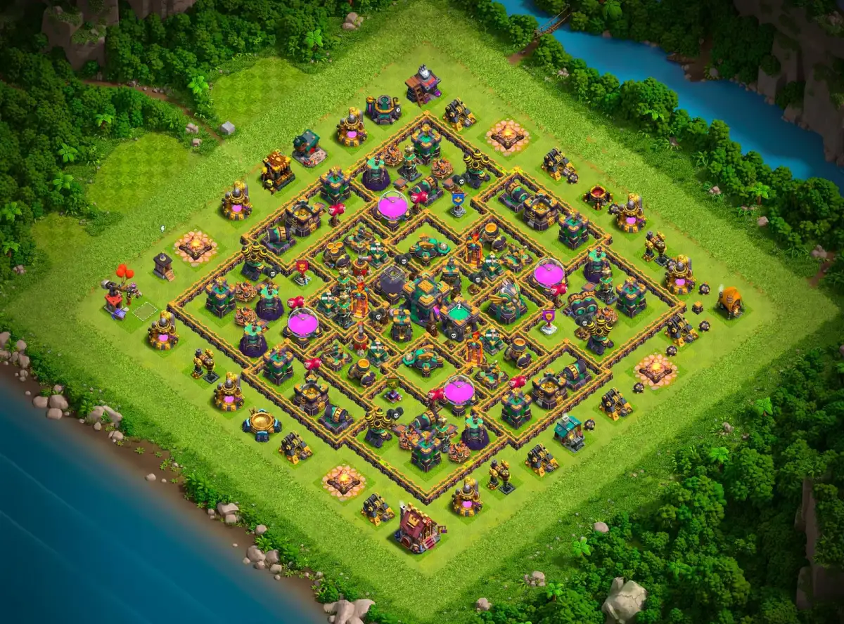TH14 Farming Base Anti 3 Star Layout for Clash of Clans