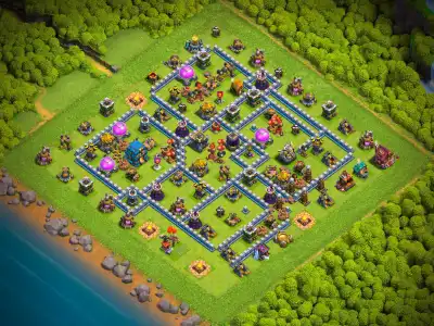 Layout TH12 Hybrid Base Layout for Clash of Clans Anti 2 Star
