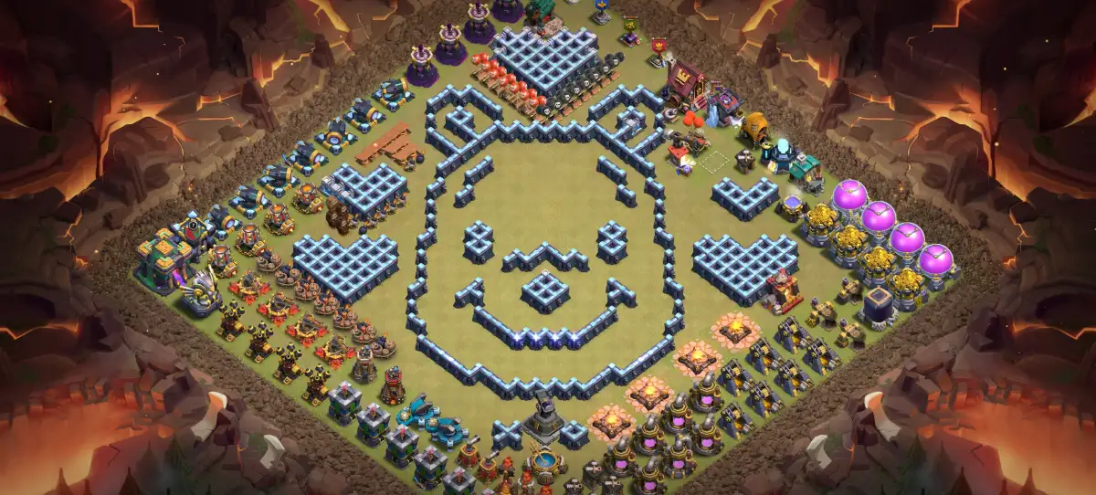 TH14 Troll Face Base for CoC - Clash of Clans Funny Layout