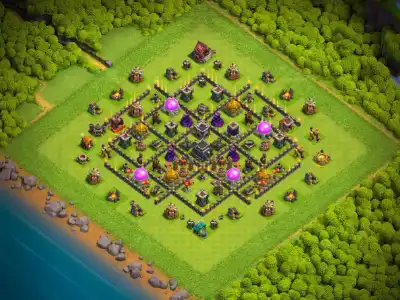 Layout TH9 Hybrid Base Layout for Clash of Clans With Copy Link