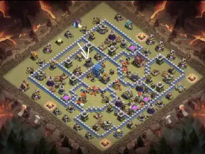 Layout TH12 War Base for Clash of Clans Anti 3 Star Copy Link