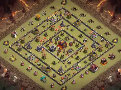 Layout TH10 War Base for Clash of Clans | Legend League Copy Link