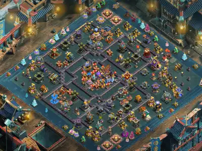 Layout TH18 Hybrid Base with Central Town Hall Anti 3 Star Setup