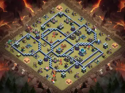 Layout TH13 Farming Base for CoC with Anti Electro Dragon Ring