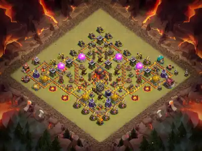Layout TH10 War Base with Ring Style Core and Split Air Defense