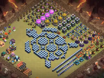 Layout TH14 Troll Base for COC with Big COC Wall Art Copy Link